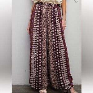 #7 Easel Purple and Cream Wide Leg Pants